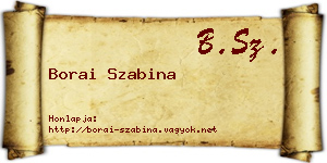 Borai Szabina névjegykártya